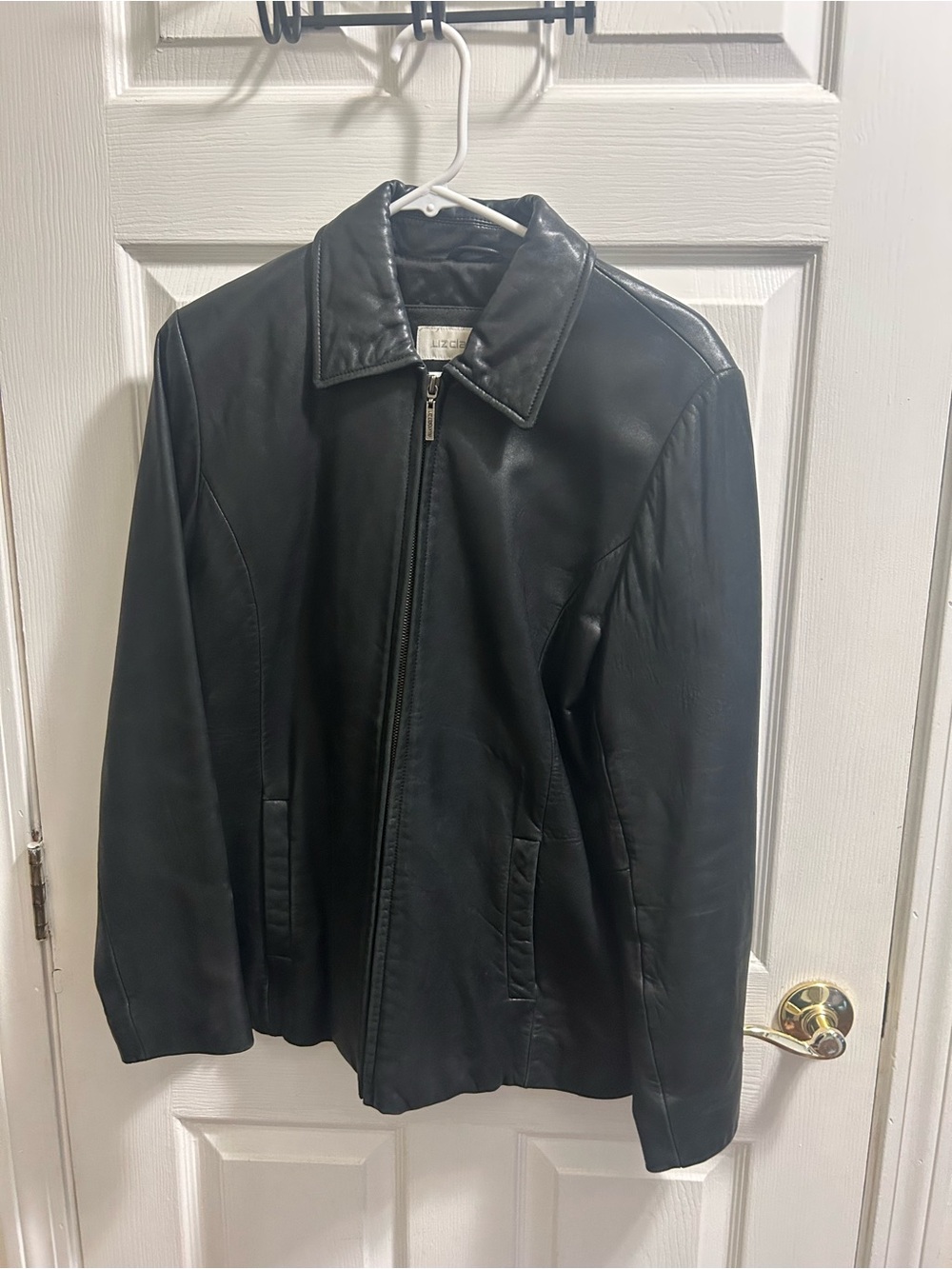 Liz Claiborne Black Leather Bomber Jacket